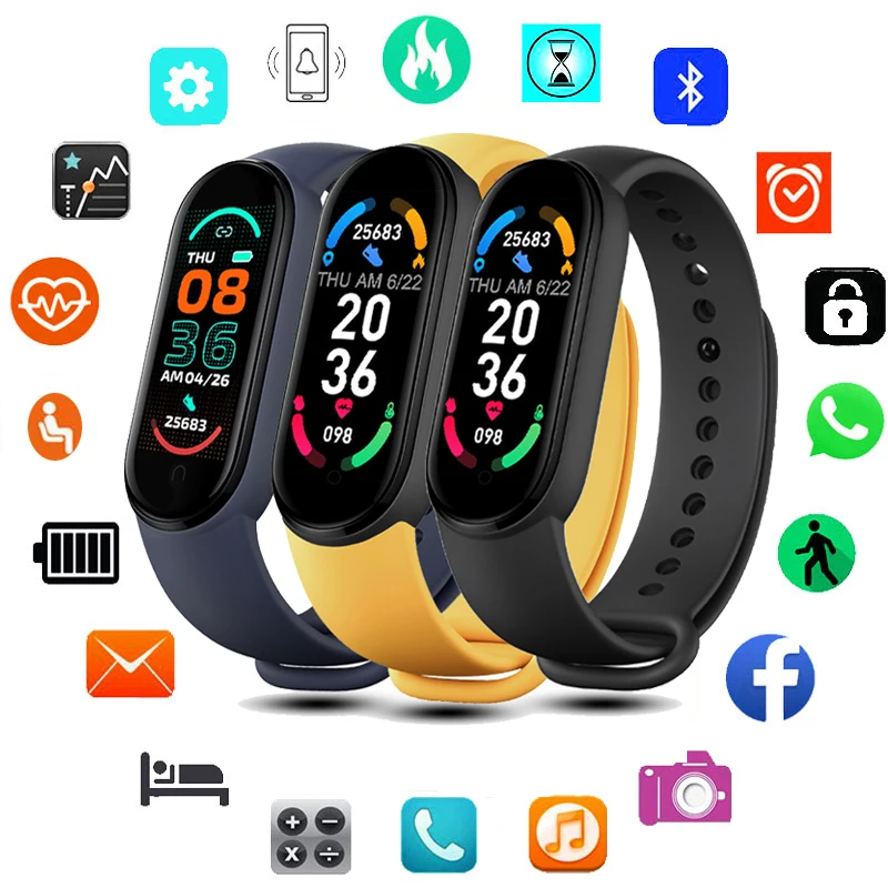 

M6 Smart Sport Watch For Xiaomi Apple Men's Wristwatch Fitness Healthy Monitor Heart Rate Blood Pressue Smartwatch For Women Kid
