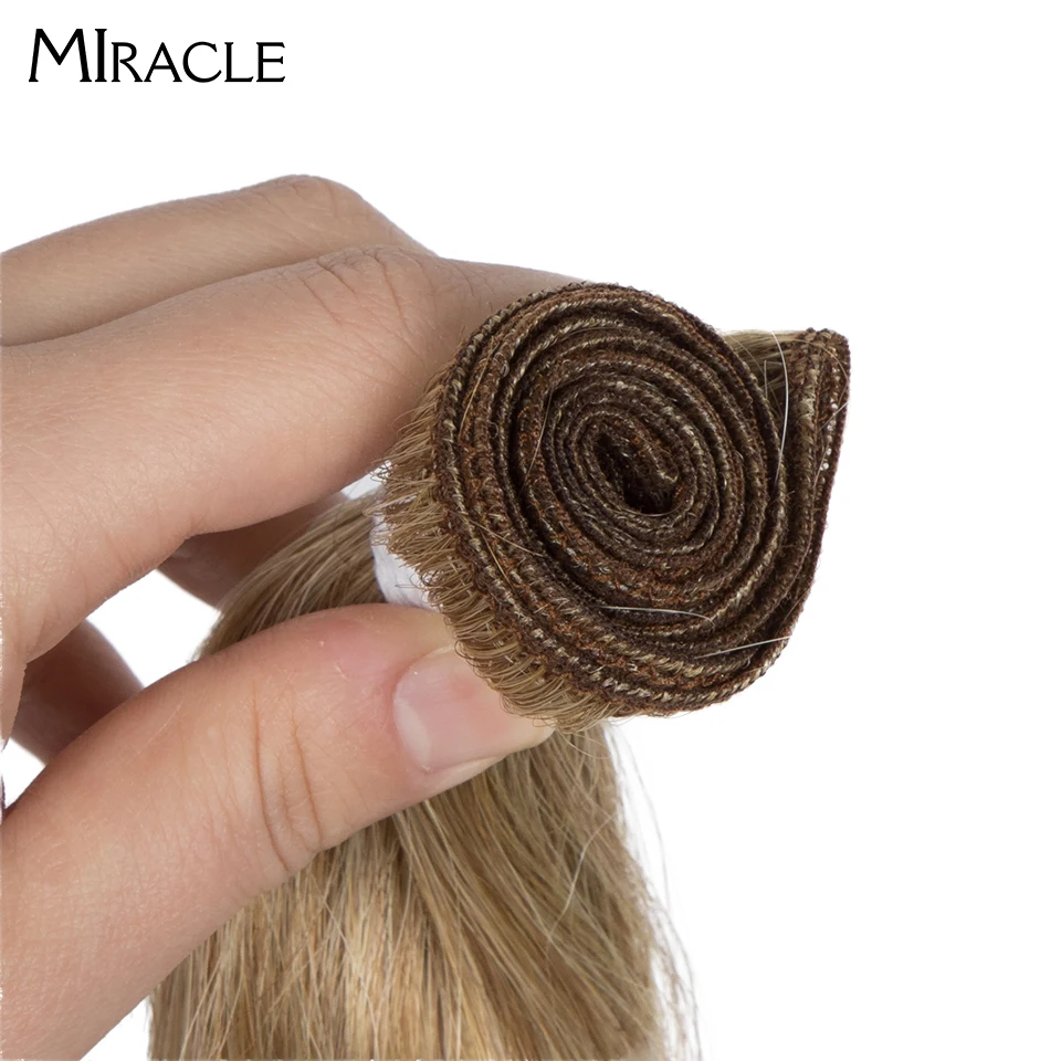 MIRACLE Synthetic Body Wave Ponytail Hair Bundles 26 Inch Long Hair Weave Ombre Ginger Brown 613 Blonde 100g Extensions