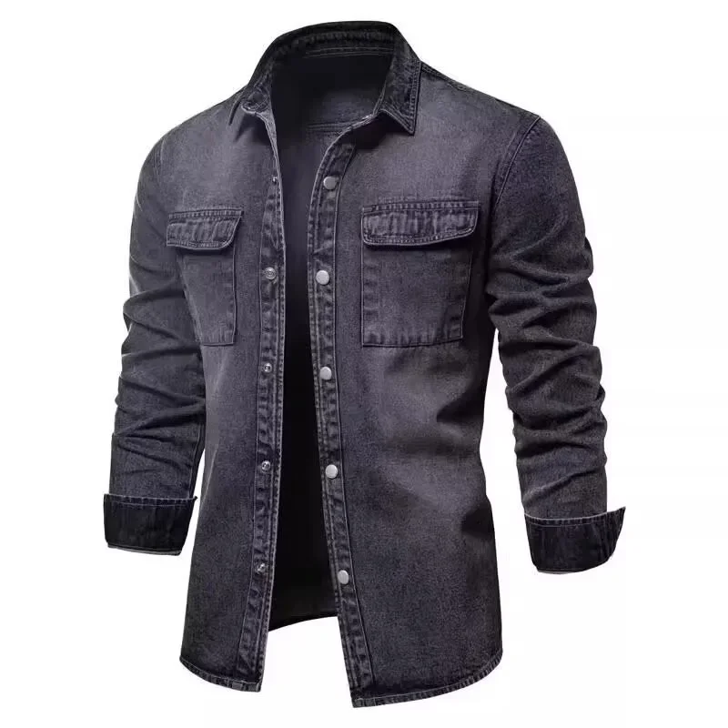Denim Long Sleeved Shirt Men's for Spring Autumn