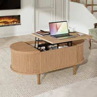 Table basse ovale réglable avec espace de rangement, style vintage, table basse de salon, table de rangement multifonctionnelle 6