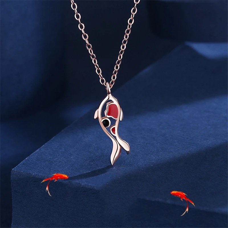 Necklace Fish Pendant Fish Necklace Women Enamel Neck Pendant 999