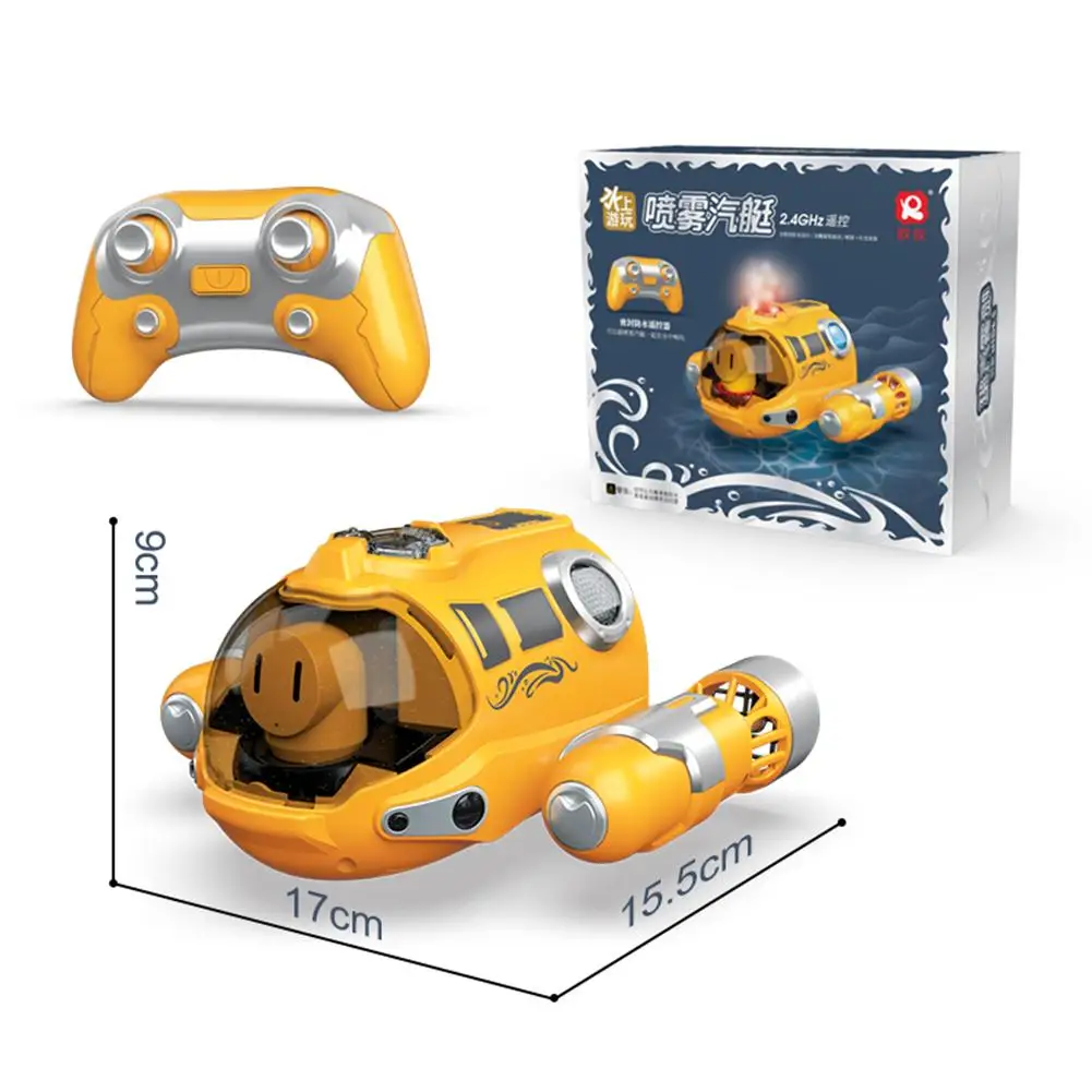 2.4ghz Remote Control Motorboat Waterproof Spray Swimming Pool Bathing Rc Steamboat Toys For Boys Girls Gifts