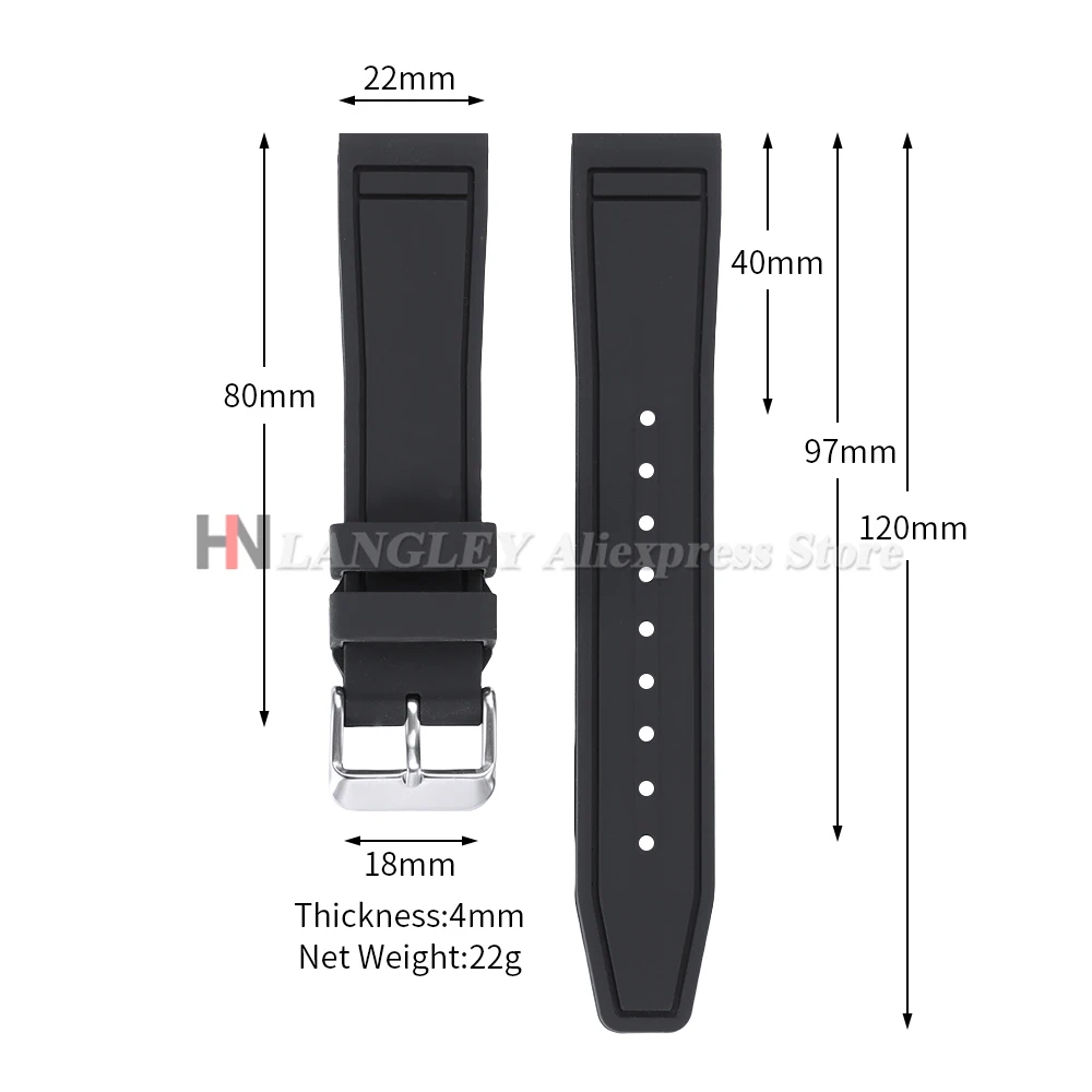 Universal Soft Silicone Quick Release Watch Strap - Black Rubber Replacement Bracelet