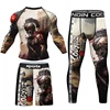 Mma Clothing Man Rashguard T-shirt+Pants Sets  Rash Guard Jiu jitsu MMA Compression Shirt+Shorts Bjj Boxing Jerseys Sport Suits 2