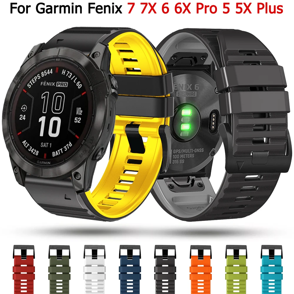 

Ремешок силиконовый для наручных часов Garmin Fenix 7X 7 6X 6 Pro 5X 5 Plus 945, быстросъемный браслет для смарт-часов Epix 2, 26 мм 22 мм