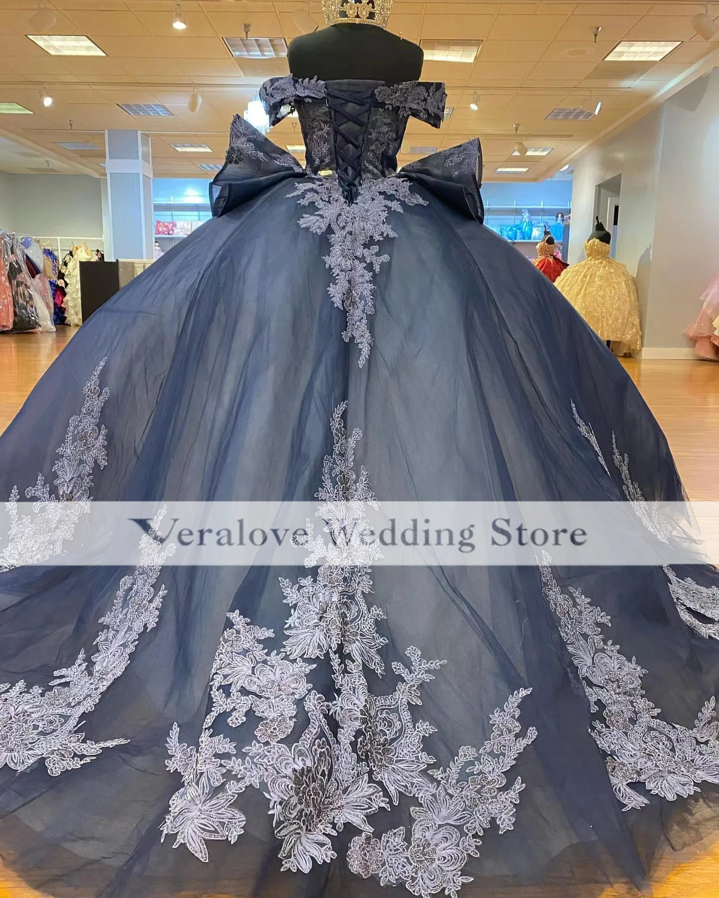 Vestidos De XV Anos Quinceanera Dress Shoulder Bow Tie appiques ߽ Ʈ 16 Dress Prom Party Wear