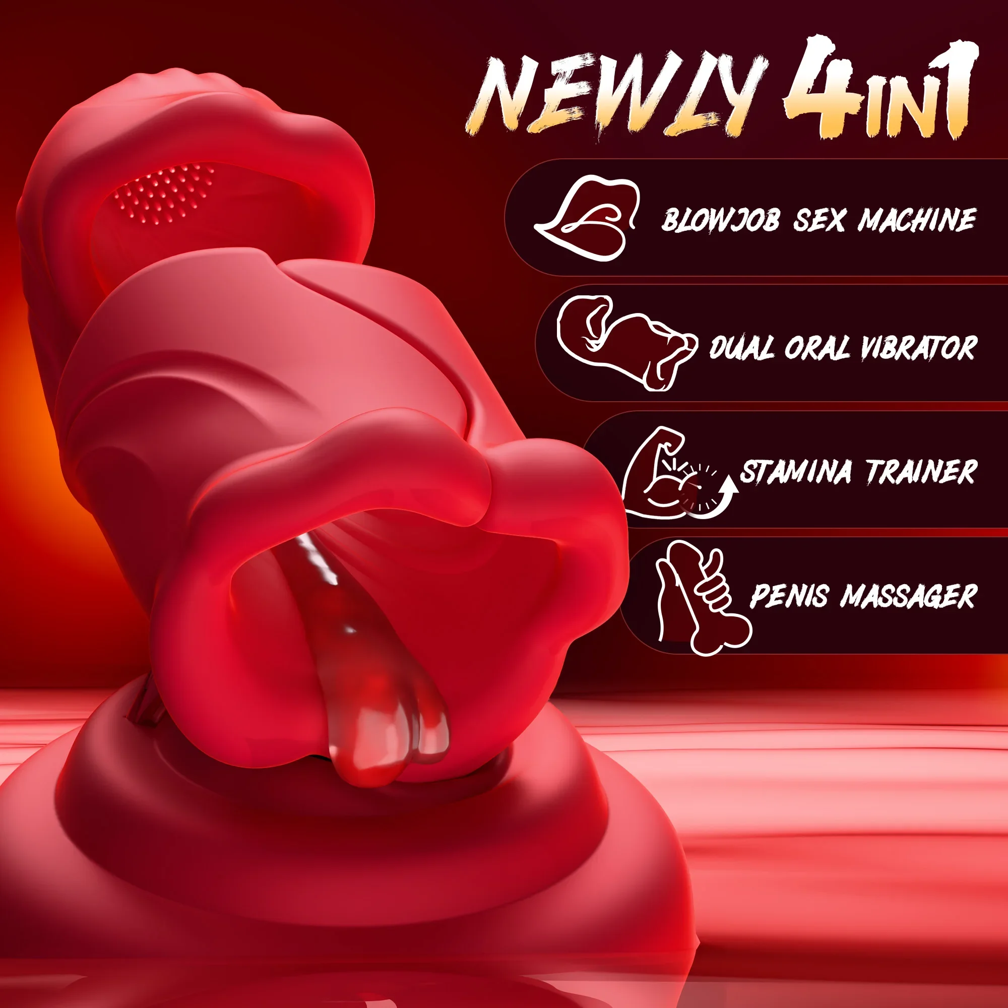 Zu öffnender männlicher Stroker-Masturbator 360° °   Full-Surround Blowjob Penis Vibrator Sexspielzeug für Erwachsene für Männer Dual Lip Grip Trainer