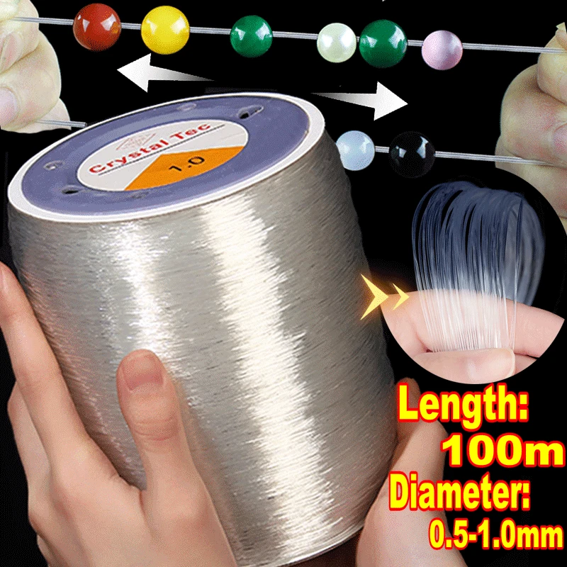 

100M Crystal DIY Beading Stretch Cords Elastic Line Jewelry Making Wire String Jewelry Thread String Thread Thickness 0.4-1mm