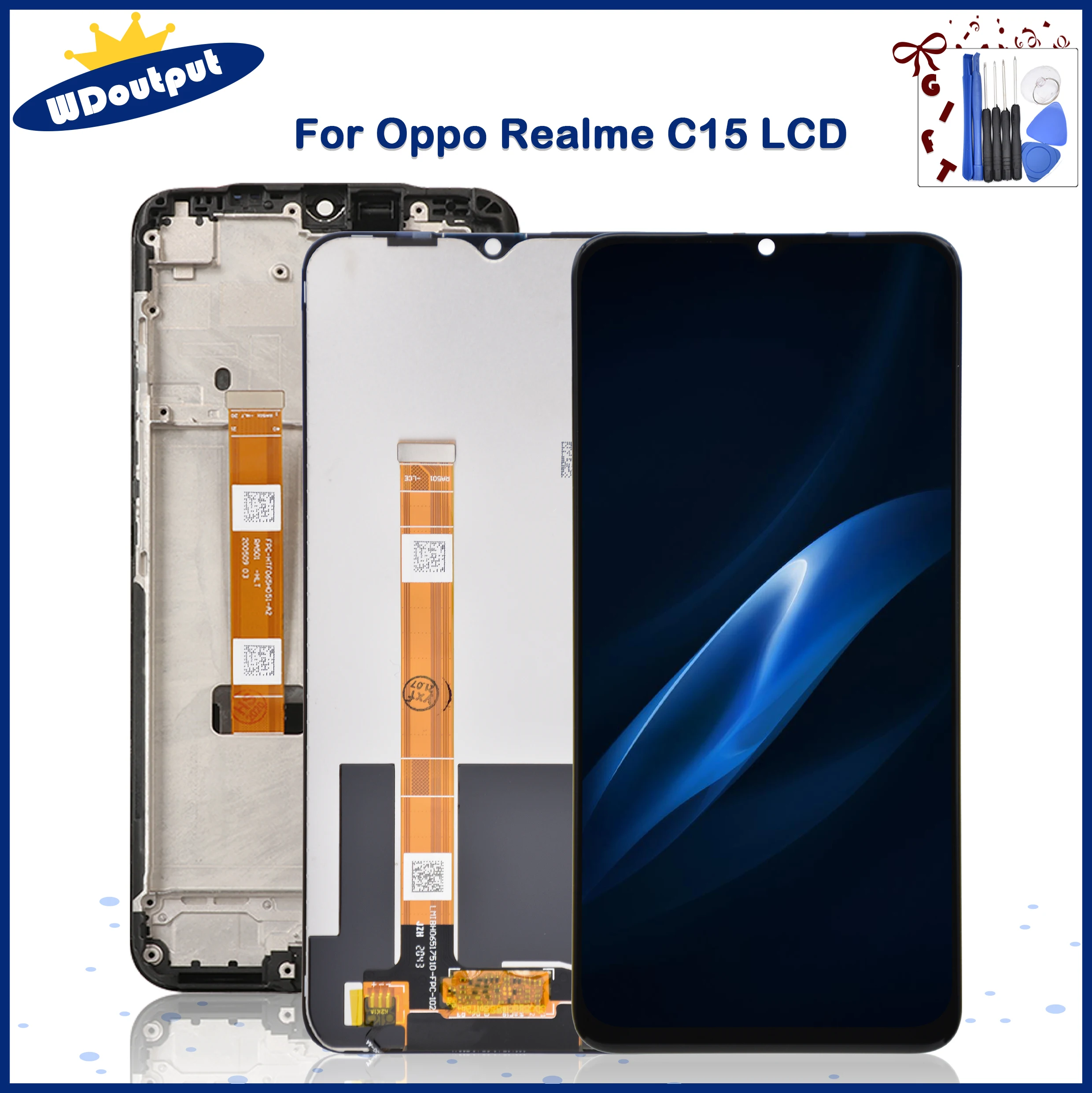 

6.5''Original For Realme C15 RMX2180 LCD Display Touch Screen with Frame Replacement for OPPO Realme C15 LCD Screen