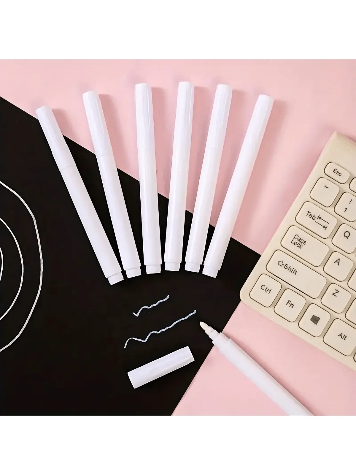 12pcs White Liquid Chalk Marker pens (Set of 12) - Dust-Free and Easy Erase Formula - Perfect for Teachers, Classrooms, and Pres 5