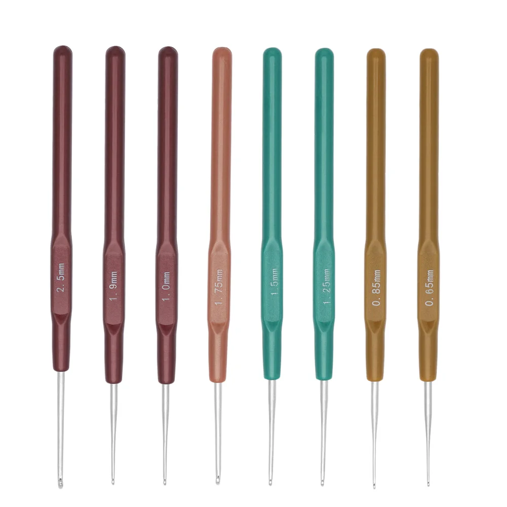 8pcs Blunt Needles Ergonomic Handle Plastic Yarn Knitting Crochet with Case Size 0.65mm To 2.5mm Handmade for Arthritic Hands