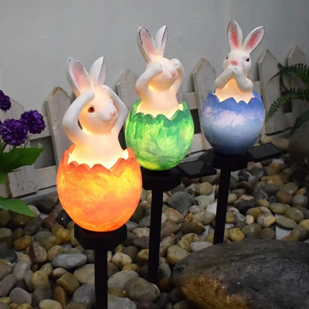 Easter Bunny Solar Ground light Outdoor Lawn Lamp Floor Lamp Cartoon Animal Rabbit Decorative Garden Courtyard Landscape ﻿