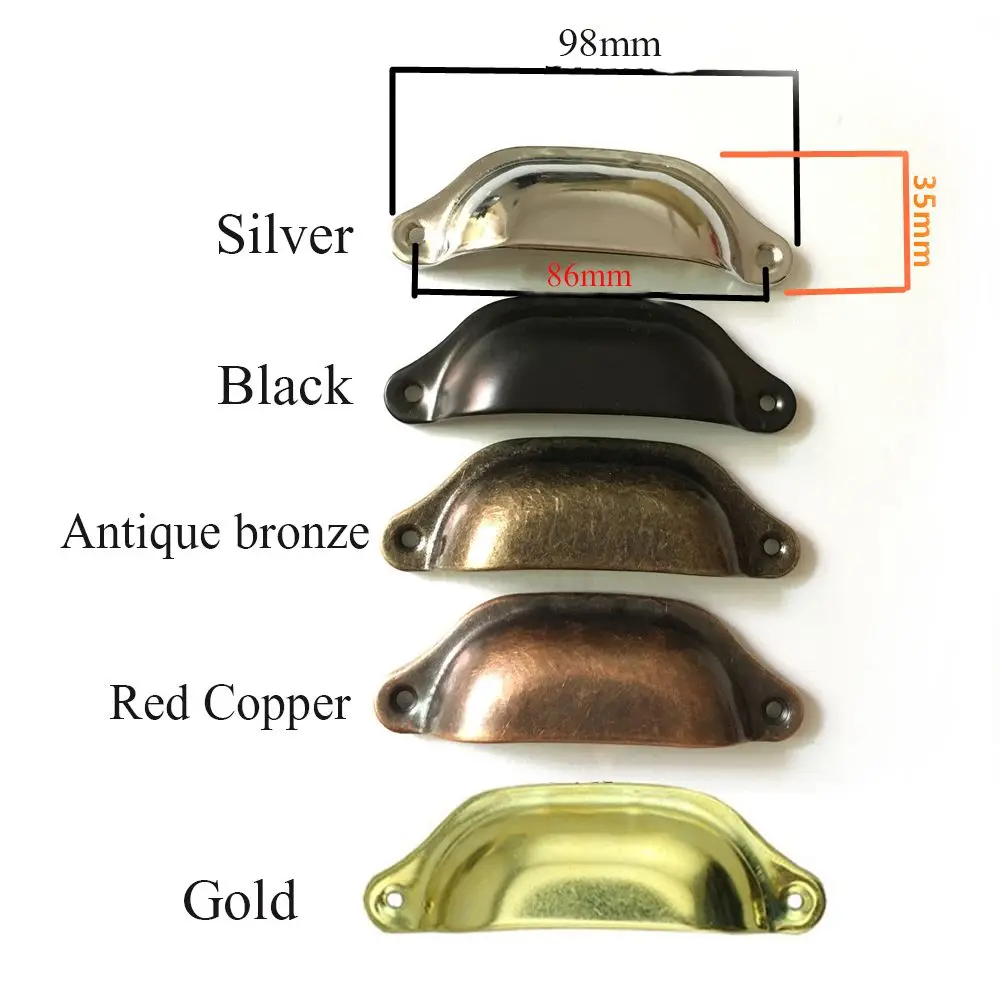 Kitchen Door Handles Furniture Handles Ball Lever Knob Kitchen Drawer Knobs Cabinet Wardrobe Door 98MM Antique Brass Shell Pull Handles with Screws Furniture Hardware Fittings 2pcs