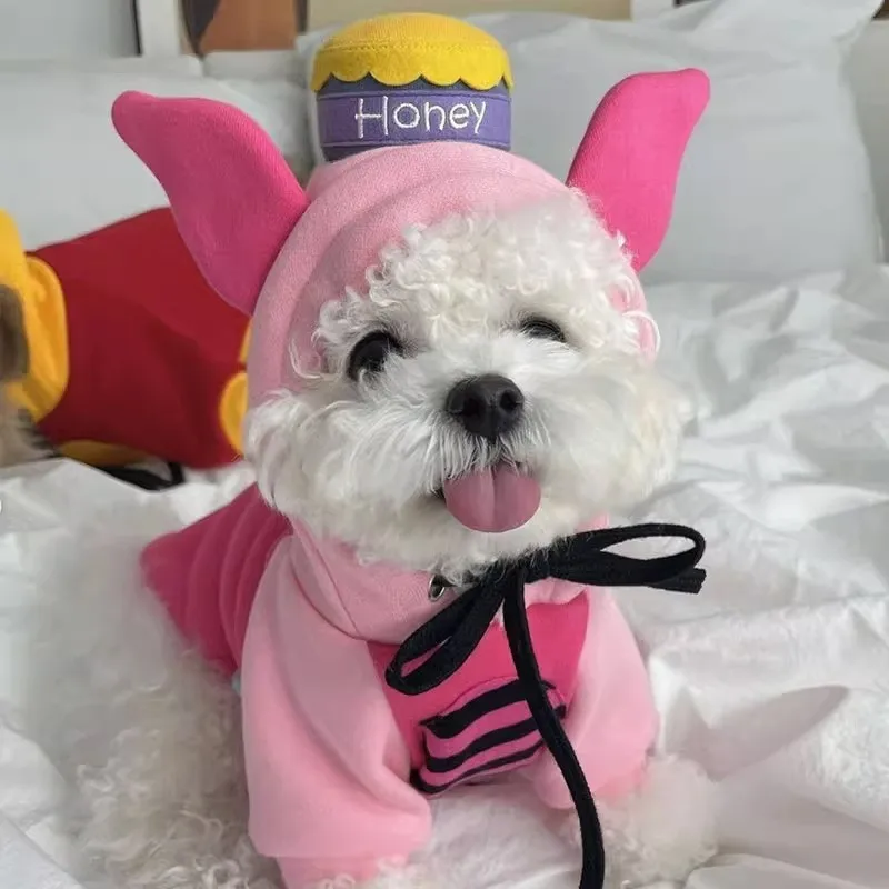 

Pet Apparel Fall and Winter Warm Puppy Dog Quirky Piggy Change Costume Cat Two-legged Warm Sweater Pet Teddy Bichon Dog Clothes