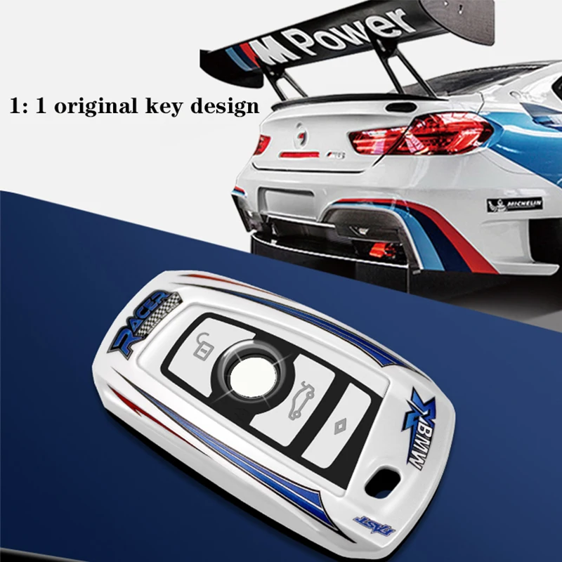 Funda de cuero genuino para llavero BMW Serie 2 3 5 6 7 Series GT5 M4 M5 X1  X2 X3 X5 X5M X6 X6M X7 Car Remote Key Case Bolsa con llavero llavero