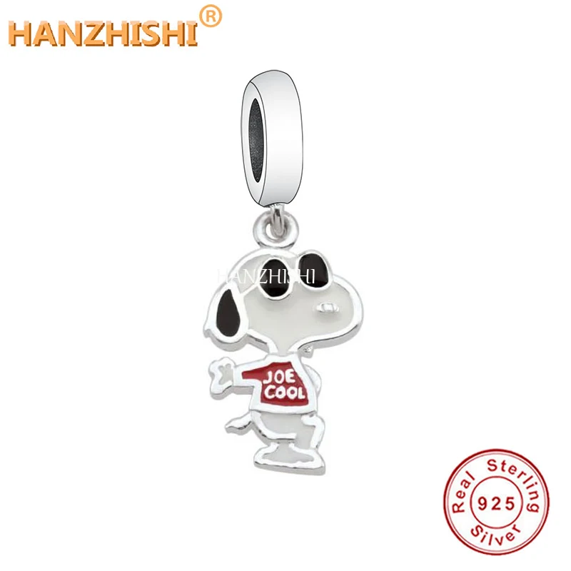 Charm Jewelry 925 Sterling Silver Cute Cartoon Dog Dangle Charm Bead Fit Original pan Bracelet Bangle Jewelry Birthday Gift