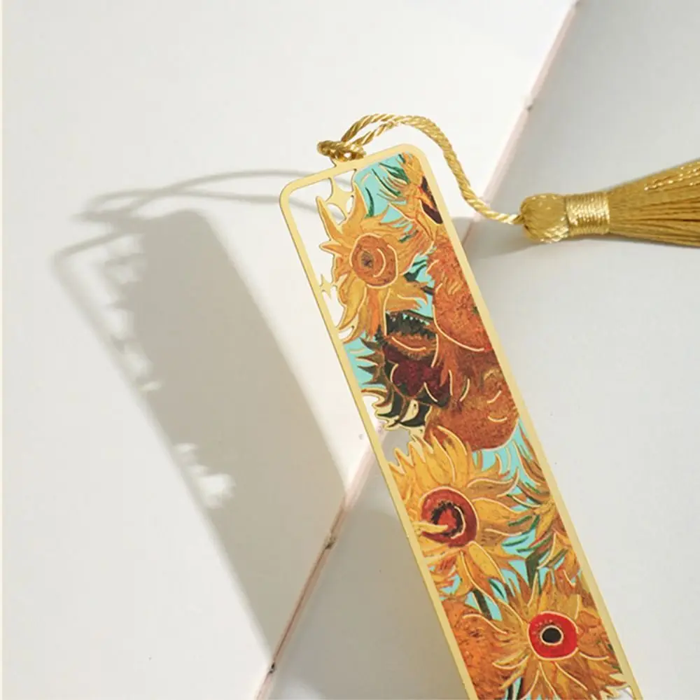 Metal Bookmark Bookmark Page Holder Pagination Mark Tassel Pendant Metal Bookmark Retro Stationery Painting Reading Book Clip Student Gift School Office Supplies
