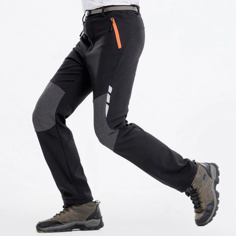 

Зимние теплые штаны, светоотражающие мужские Походные штаны, флисовые брюки, уличные спортивные толстые водонепроницаемые штаны для горнолыжного спорта