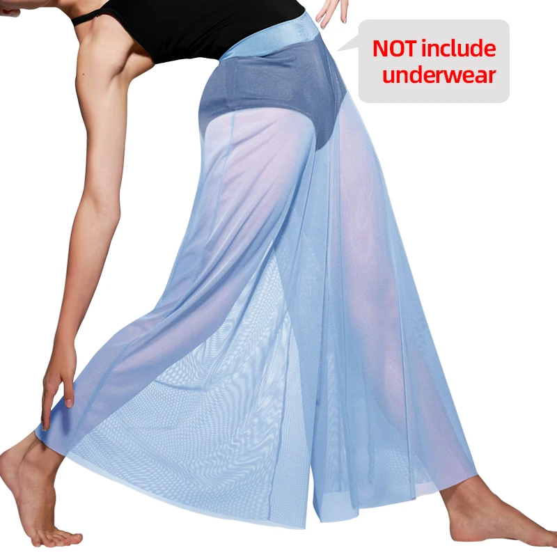

Mesh Dance Pants for Girls Women Modern Ballet Dance Match Outfit Underwear Contemporary Lyrical Long Wide Leg Dance Trousers
