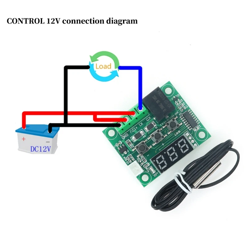 Digital Temperature Controller with Sensor and Relay Switch, -50 to 110°C, DC 5V-12V