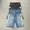 2024 European and American Summer Retro Skeleton Denim Shorts Sports Casual Shorts New Couple Wear Street Wear Five-Fifth Pants 2