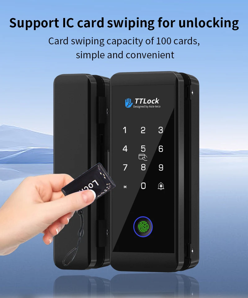 Ttlock APP Wooden Glass Door Lock Bluetooth Remote Unlock Fingerprint App Card P