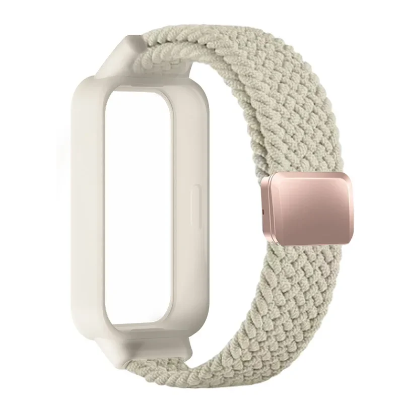 Braided Strap with Protective Case for Smart Fitness Bands - Magnetic Nylon Bracelet Cover