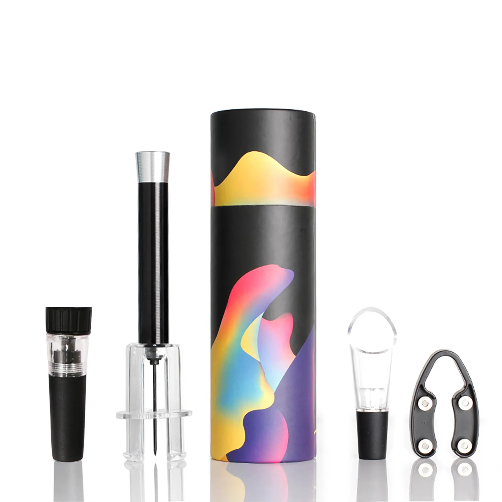 4-piece set wine pressure bottle opener Wine needle bottle opener cylinder box Bottle Paper cutter Wine pour vacuum plug wine opener