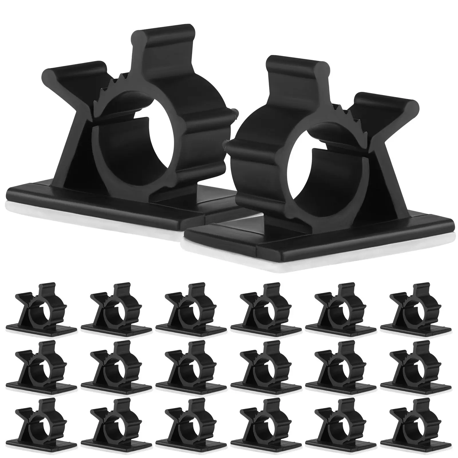 50개 케이블 클립 셀프 접착식 와이어 정리 홀더, 코드 관리용 데스크탑 데이터 케이블 및 충전기 케이블 클립