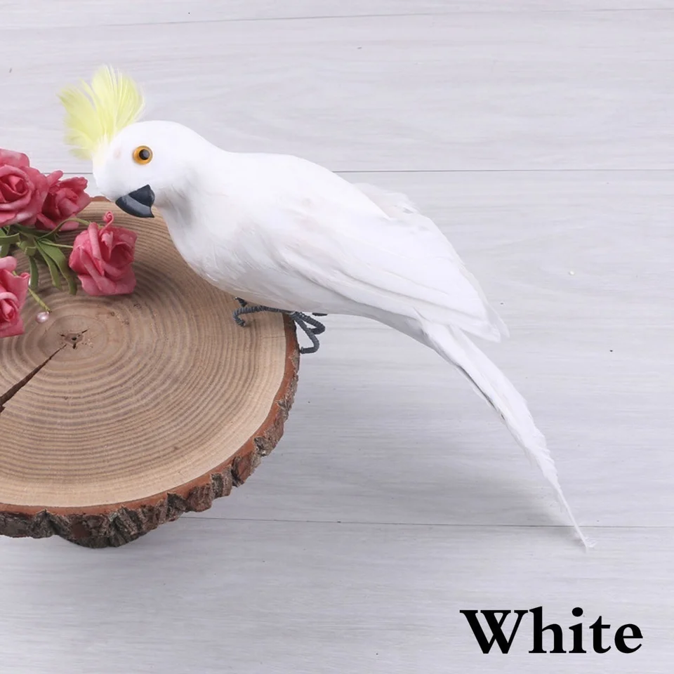 LWINGFLYER – Pappagallo Artificiale In Schiuma E Piume, 25 Cm, Rosso, Decorazione Tropicale Per Casa, Giardino, Feste E Costumi - 4