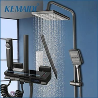 KEMAIDI Shower System Digital Display Shower Faucet Set Wall Mount 4 Functions Rain Shower Hot Cold Mixers with Bidet Sprayers 1
