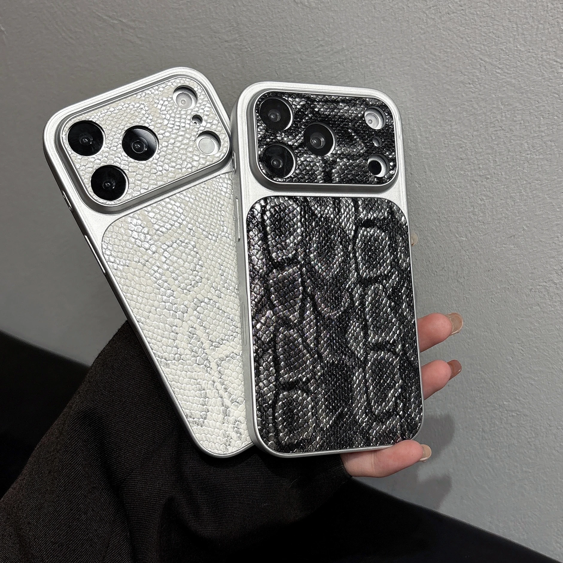 Glossy Snakeskin Textured Luxury Phone Case with Camera Protection