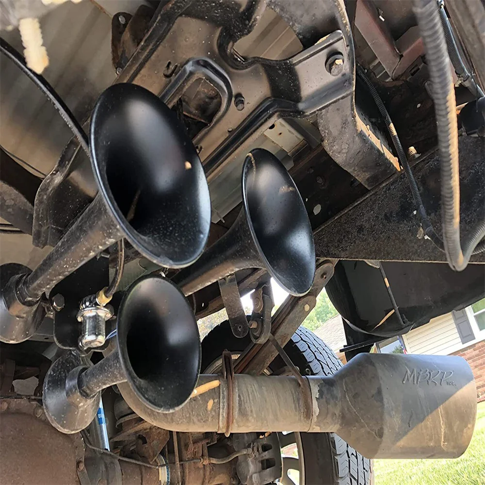 300db Car Horn 12V/24V Car Air Horn 3 Trumpets Train Horns Kit For