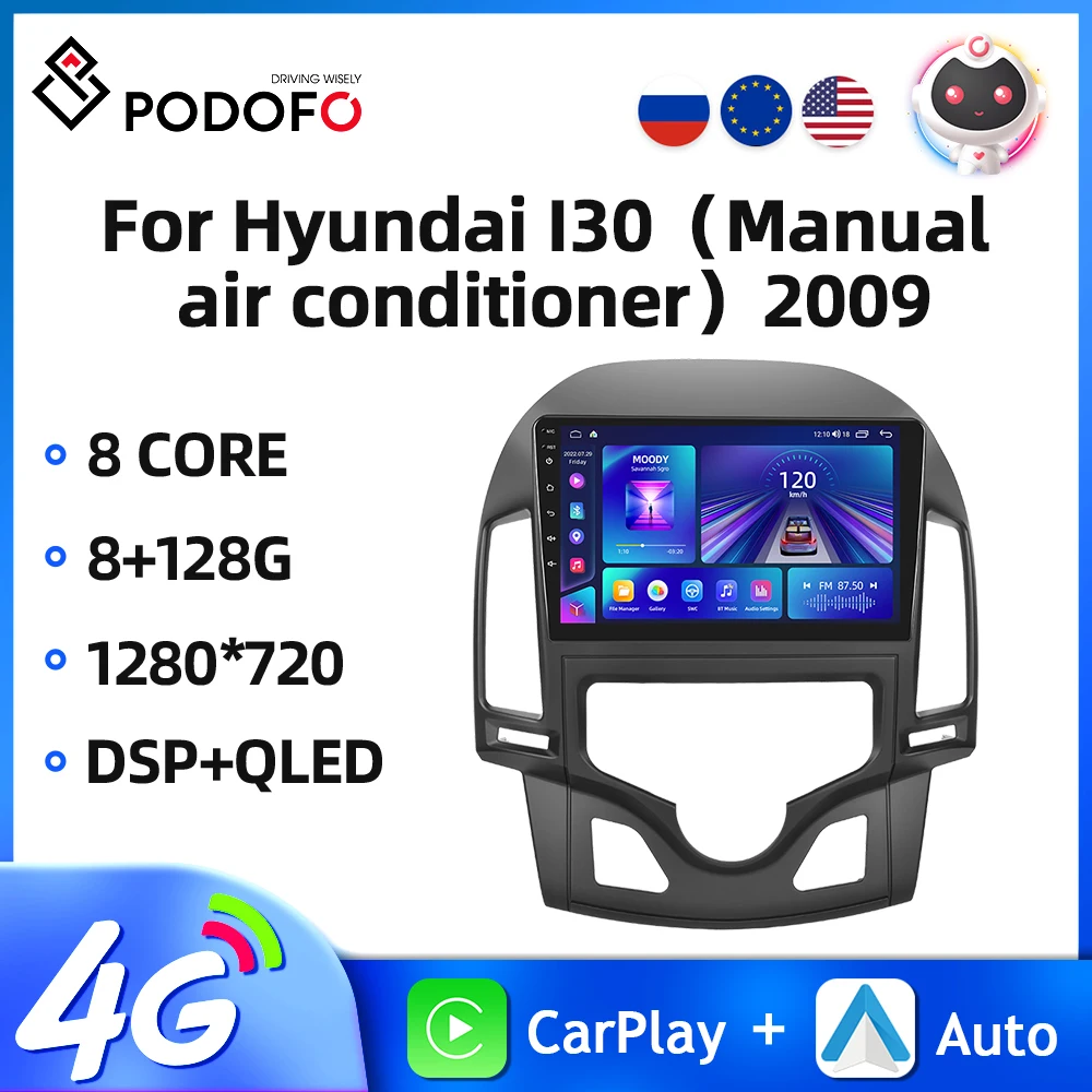 Für Hyundai I30 2006-2011 Autoradio Auto AC 9 Android 12