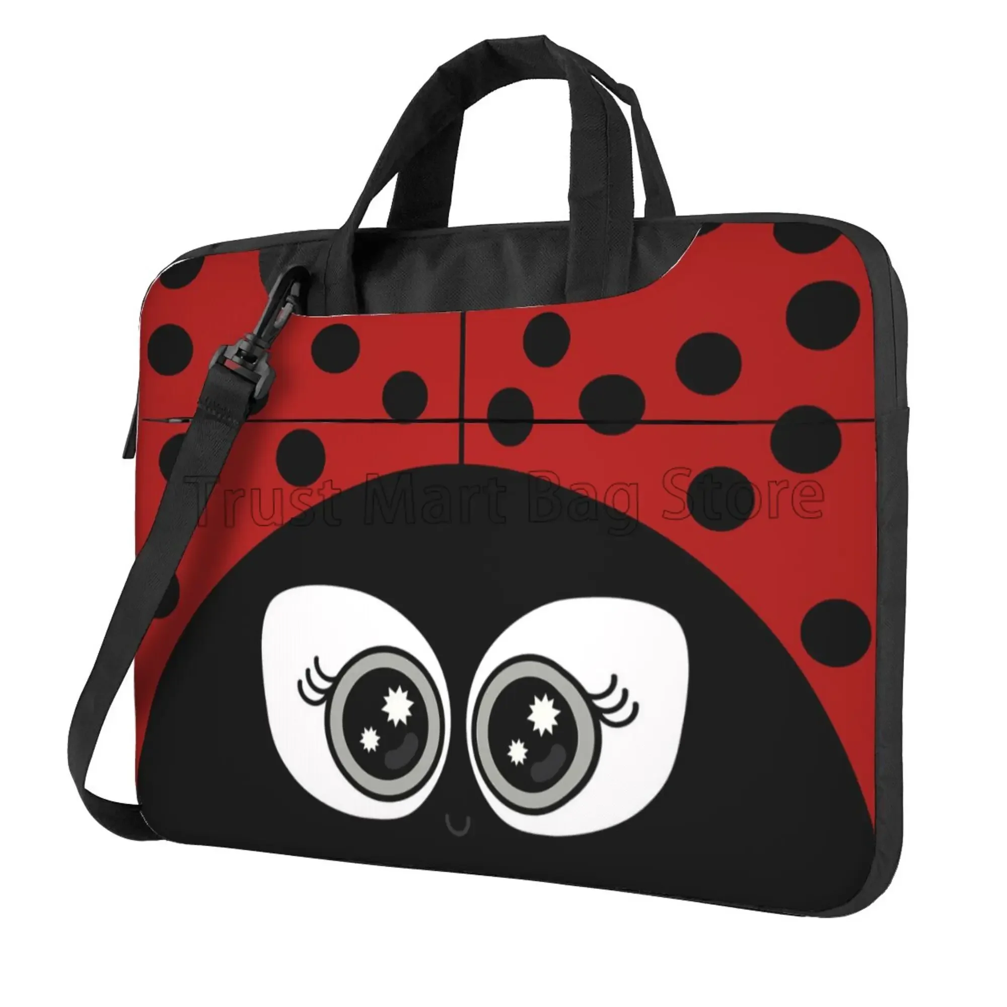 

Cute Cartoon Ladybug Pattern Laptop Shoulder Bag Carrying Case Computer PC Cover Pouch with Handle Fits 13/14/15.6 Inch Notebook
