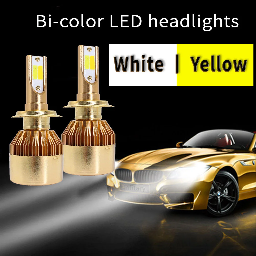 Golden Yellow high power 60W H1 COB LED bulbs Golden Yellow LED Headli