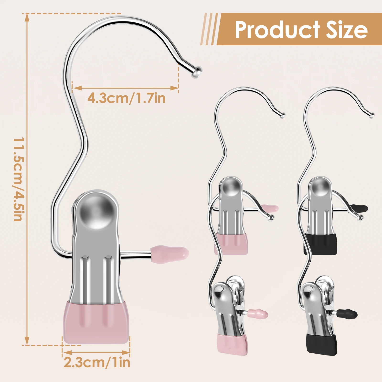 Boot Hanger Closet Stainless Steel Hanging Hold Clip Space Saving Hangers Single Clip 360&deg; Rotating Portable 20 Pack