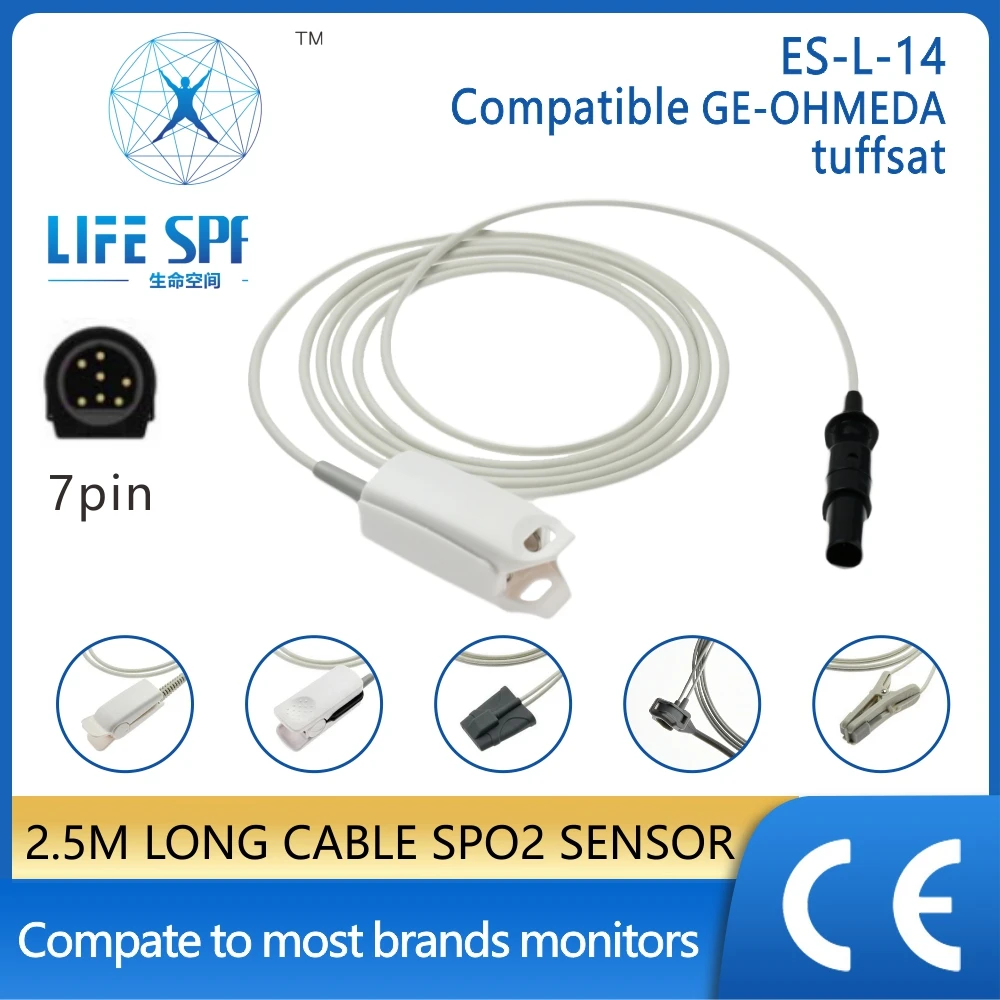 Popolare Cavo Lungo Di Alta Qualità 2.5M Sensore Spo2 Di Ossigeno Per Ge-Ohmeda Tuffsat, Monitor Hyp7Pin Multiparametrico Medico Accessori