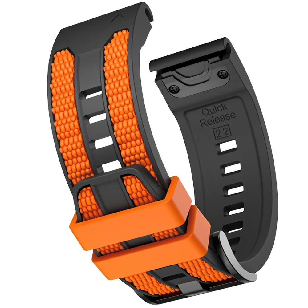 Versatile QuickFit Silicone Sports Strap (22mm & 26mm) in Black