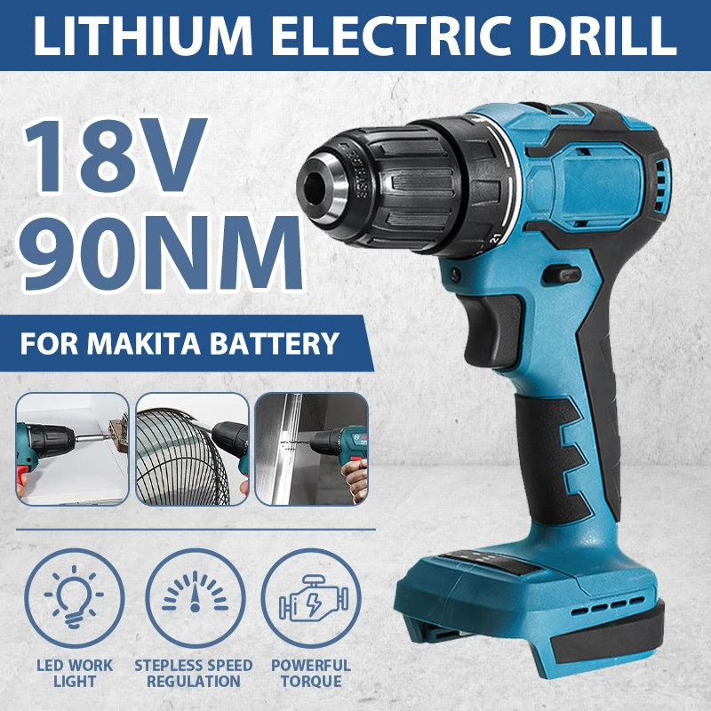 

3 в 1 электрический бесщеточный ударный гайковерт 90 нм, ручная дрель, беспроводной шуруповерт, инструмент «сделай сам», Перезаряжаемый для батареи Makita 18 в