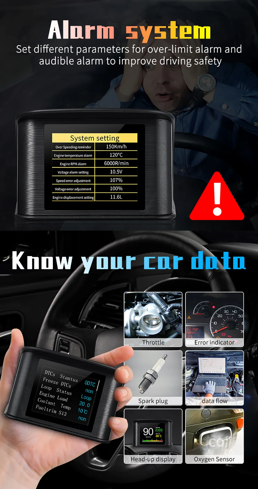 P10 Pro Head Up Display On-board Computer Car Digital OBD2 Mileage OBD Driving C
