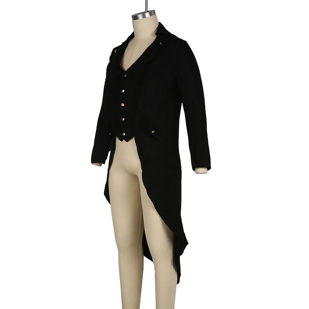 Mens Jacket Men Tailcoat Victorian Black Breathable Costume Long Jacket Mens Party Punk Soft Steampunk Clothes