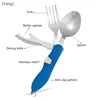 4 In 1 Tableware Foldable Stainless Steel Fork Spoon Knife Bottle Opener Portable Picnic Camping Hiking Travelling Dinnerware 5