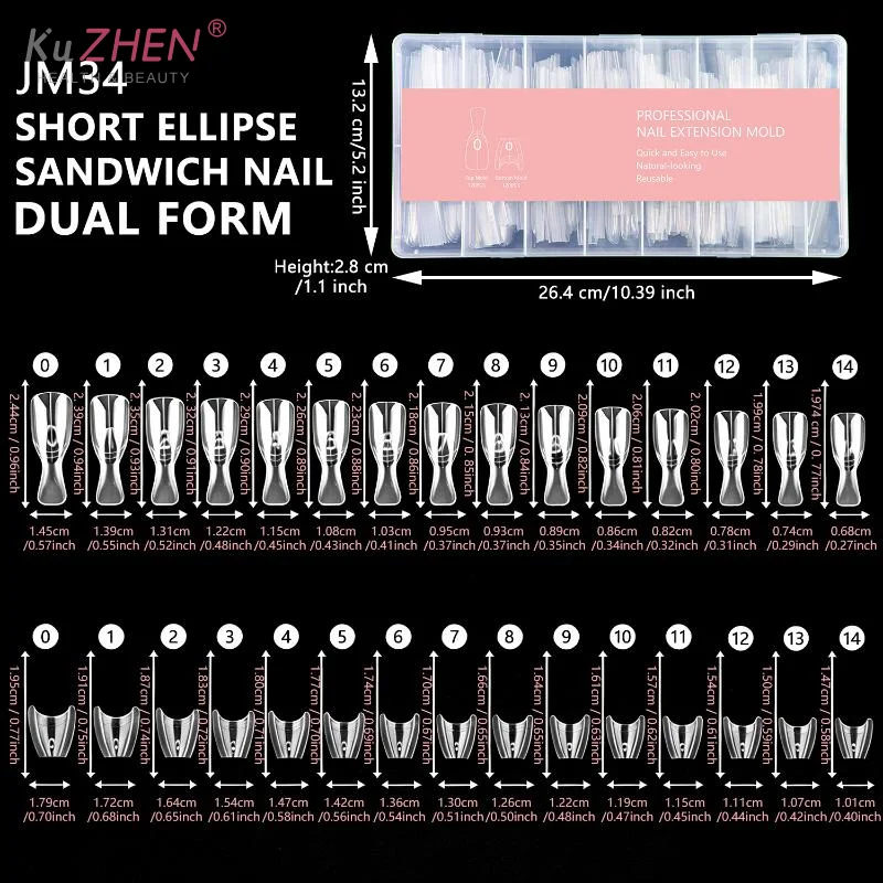 240개 샌드위치 네일 폼 15 사이즈 오벌 연장 듀얼 폼 종이 폼 필요 없이 간편하게 네일 연장 가능