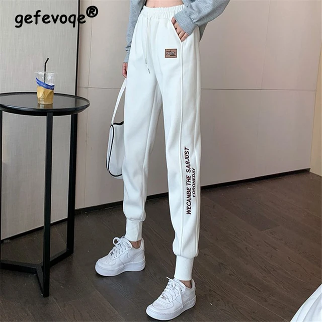 aesthetic pants Korean jogger pant for women high waist jogging pants track  sweatpants joggers fashion casual high-quality white pants