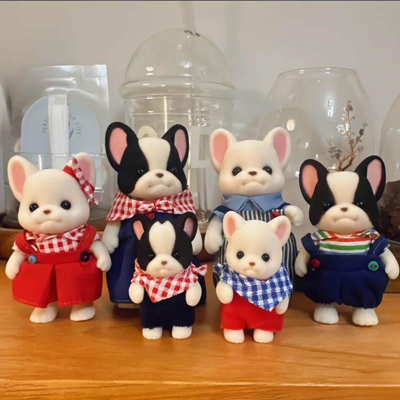 In Stock Sylvanian Families Anime Bulldog Family Shiba Dog Playing House Game Family Desktop Decoration Doll Birthday Xmas Gift 4