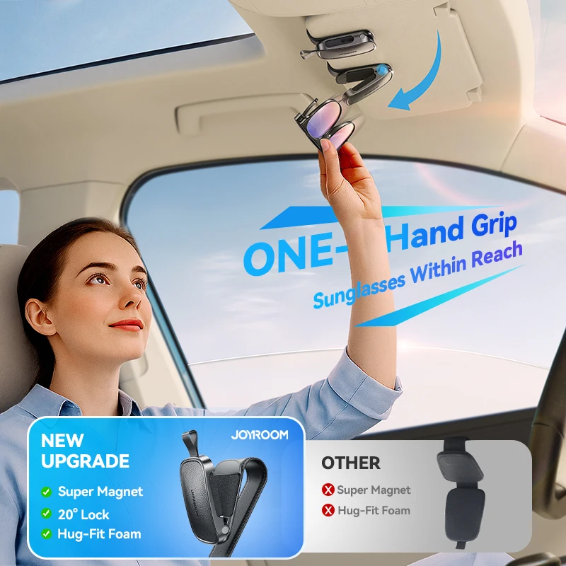 Joyroom Car Sunglasses Holder Universal Car Sun Visor Eyeglass Holder Glasses Clip Card Ticket Storage Clip for Accessories