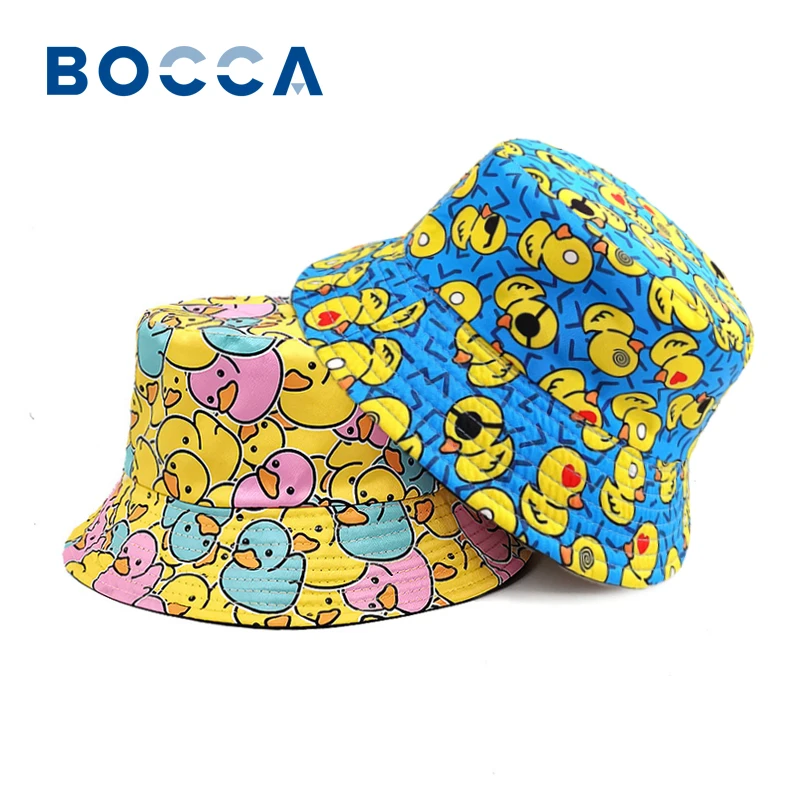 Bocca Duck Bucket Hat Cartoon Double Sides Reversible for Men and Women Summer Outdoor Travel