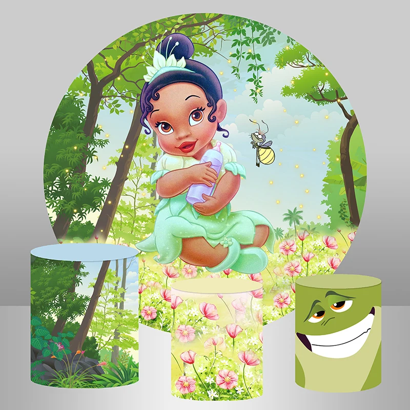 Baby Princess And The Frog Round Background Tiana Party Supplies Photo Background Baby Shower Girl Birthday Cake Table Banner
