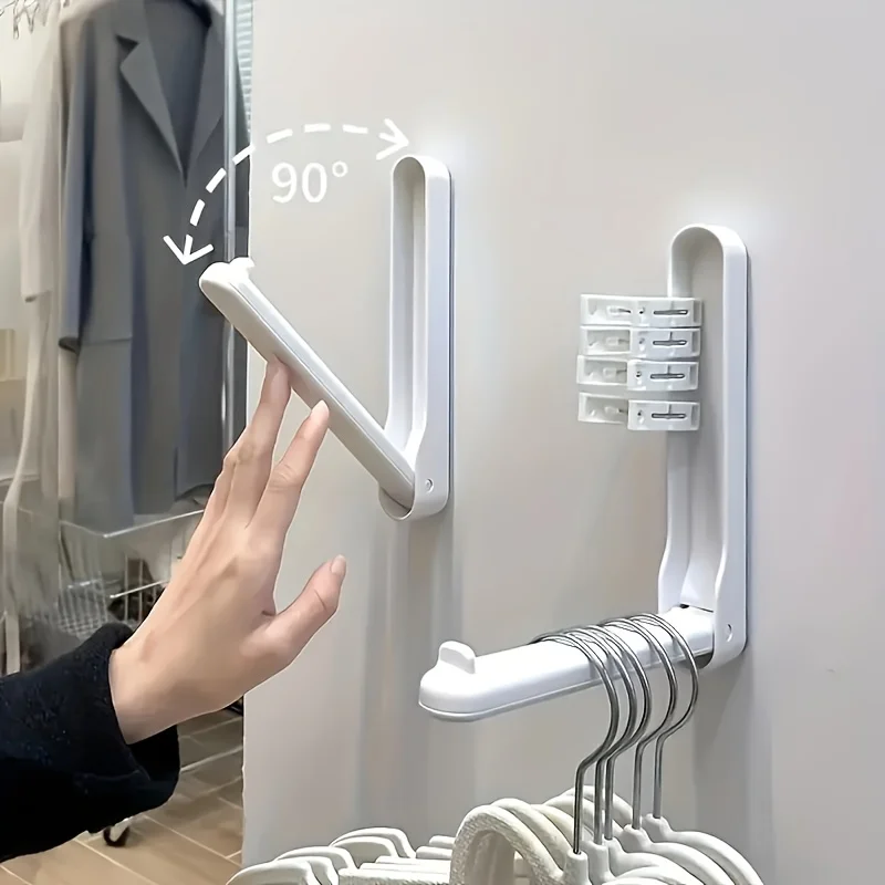 Space-Saving Foldable Clothes Hanger Organizer with Hooks-Plastic Storage Rack for Home Organization Clothes Organizer Storage clothes rack